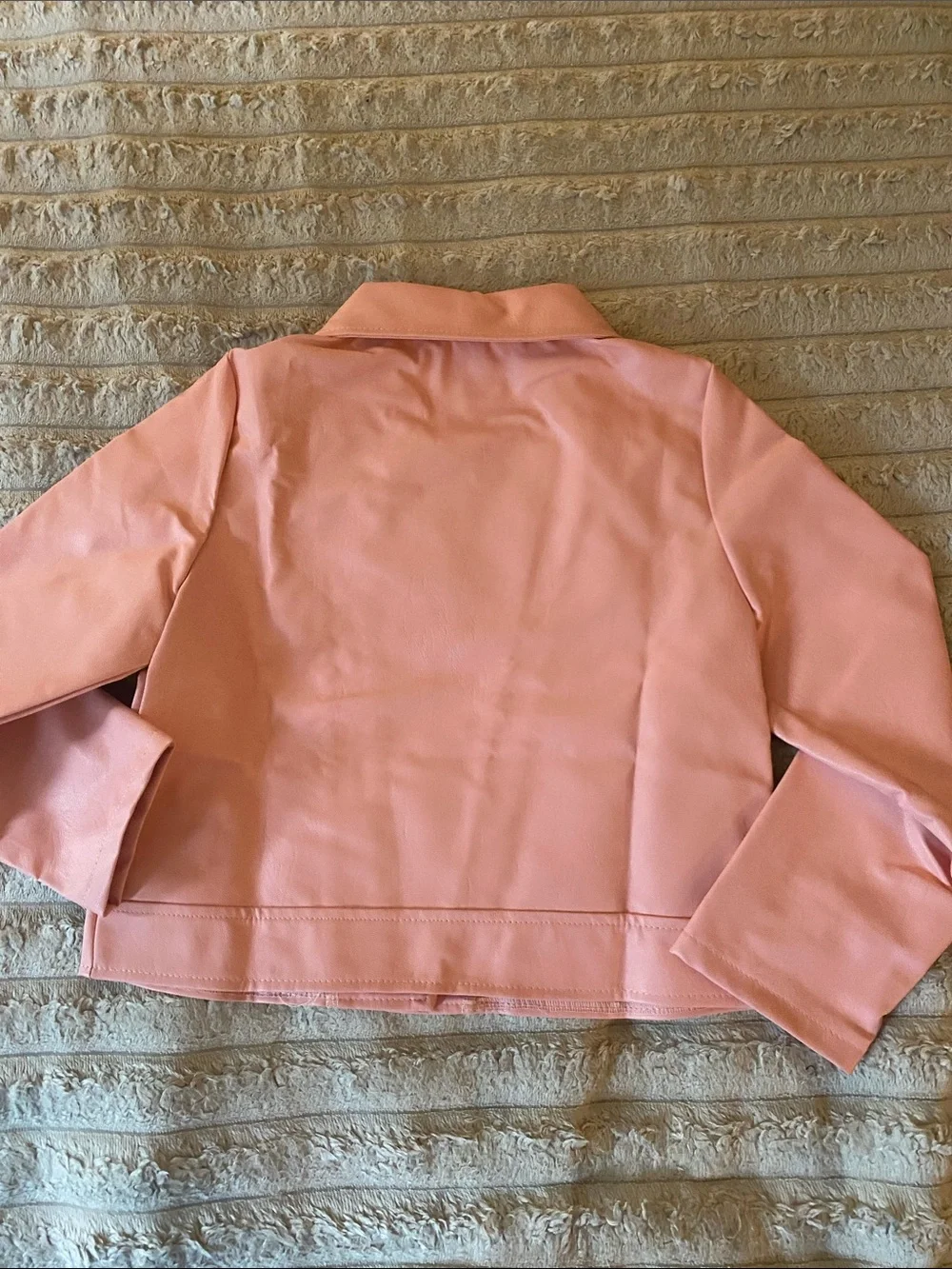 NWOT, Pink Faux Leather Asymmetrical Zip Jacket for Kids
